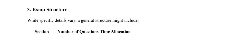 Exam structure